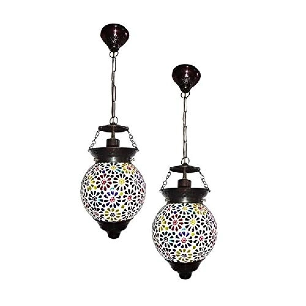 PRMOAGEN 2 Pcs Glass Hanging Light