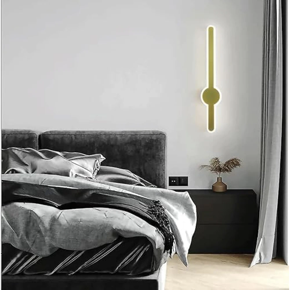 LED Sword Light Behind Golden Luxurious Acrylic Wall Lighting | Soft & Bright LED Warm White Fixtures for Bedroom, Living Room, Drawing Room, Kids Room & Bathroom 24Watt 18 Inch - 1 Pack