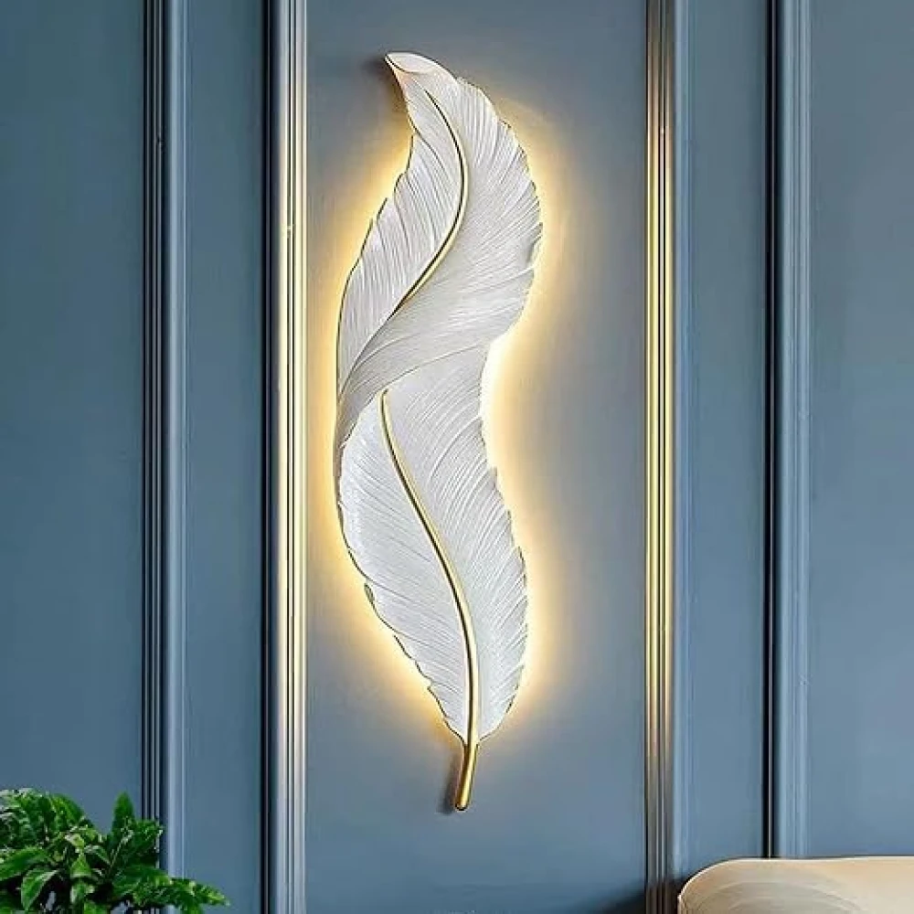 Wall Mounted LAMP, Wooden LED LAMP for Wall Feather Design, LED Wall Sconce,Decorative Wall Light for Living Room,Hall,Bedroom Feather LED Lamp, Feather Wall Sconce, Wood Sconce for Wall