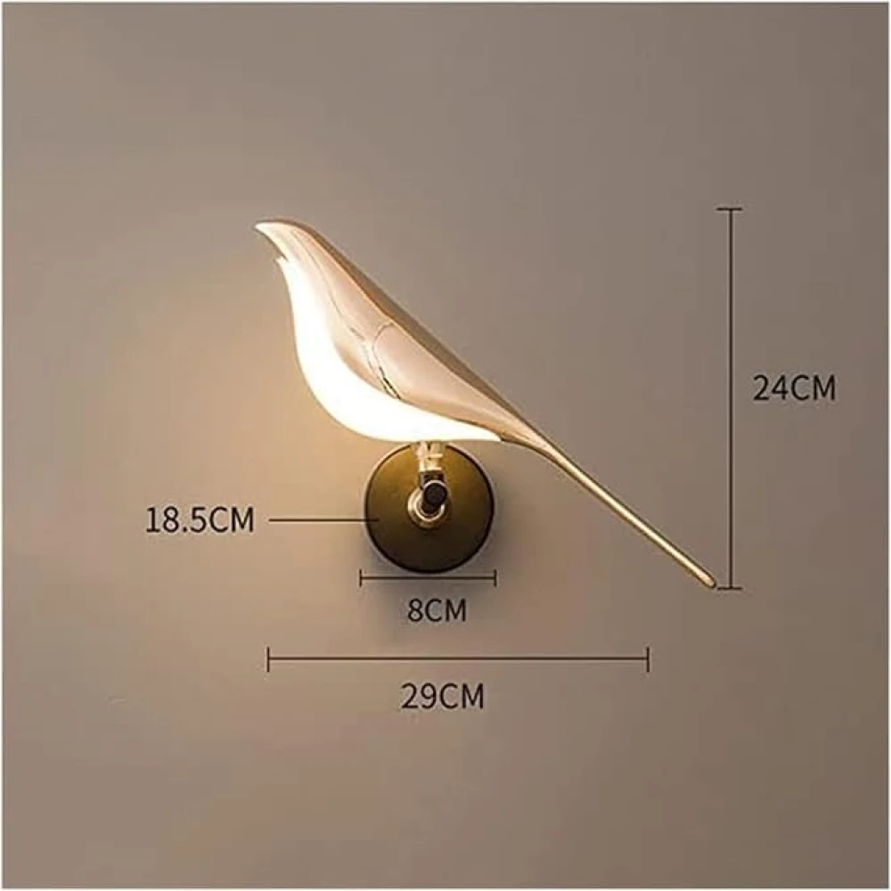 SHRI MAHAL ANTIQUES LED Bird Modern Gold Black Metal WALL Light for Drawing Room - Warm White