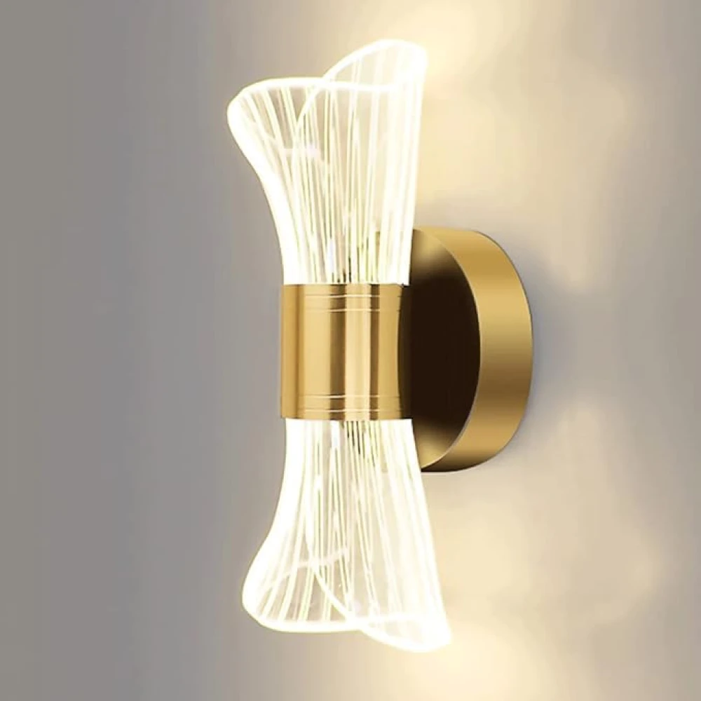 SHRI MAHAL ANTIQUES Acrylic Wall Light, Metal Wall Lights with Silver Wire Light Guide Panel Shade, Modern 10W LED Wall Light, Simple Bedroom Bedside Lamp, 3 Colour Mode