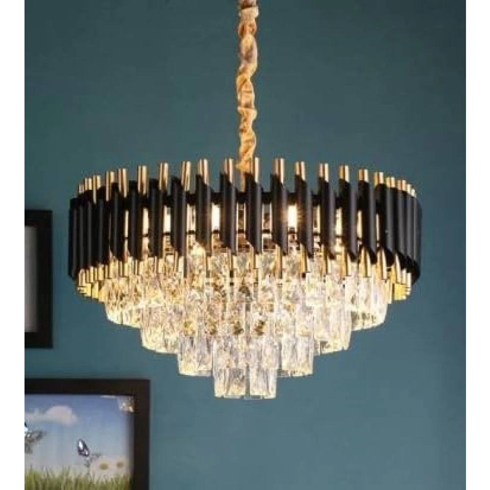 500 MM Black Crystal Chandelier Light For Living Room Bed Room Hall