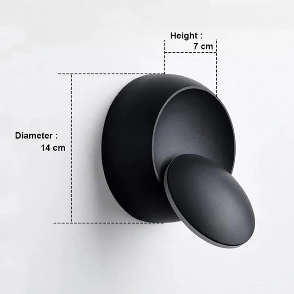 SHRI MAHAL ANTIQUES Modern Metal 12-Watts 360 Degree Adjustable Led Wall Light Black Outdoor Waterproof (Round, Pack of 1)
