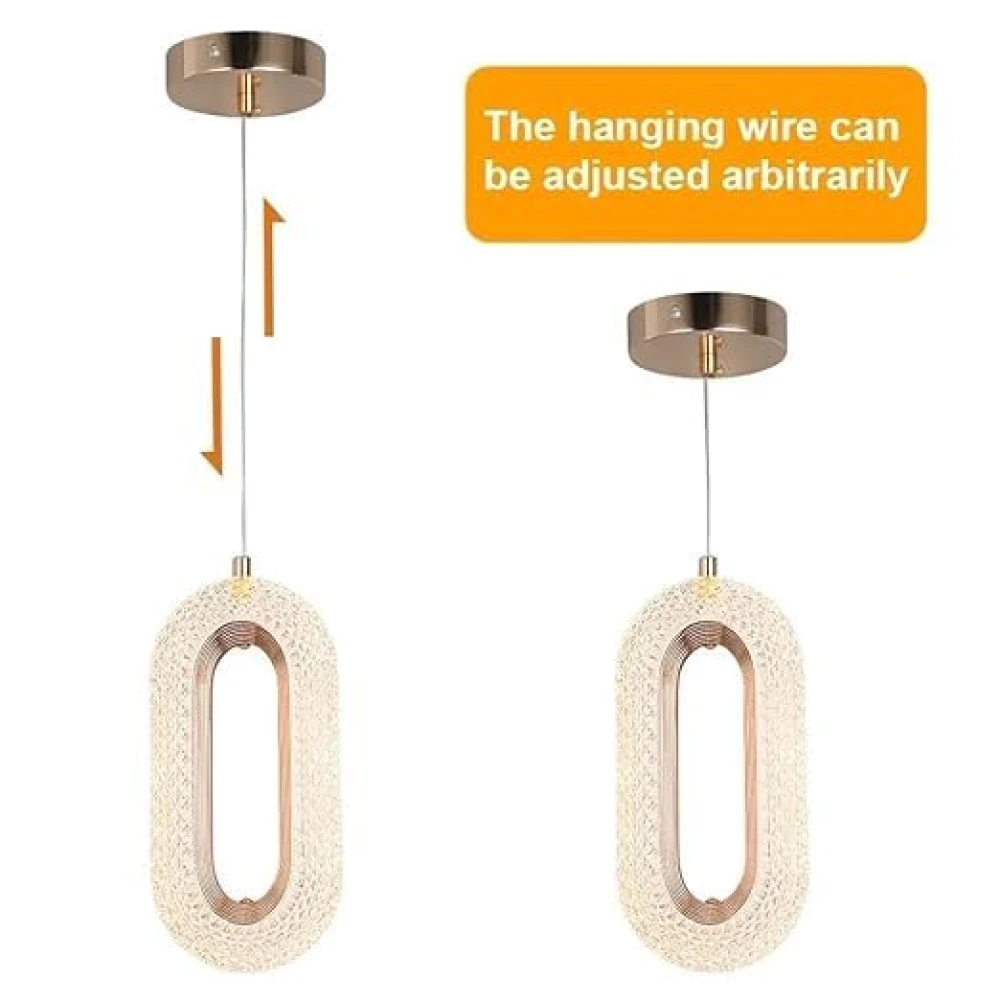 SHRI MAHAL ANTIQUES Oval Shape Modern Style Led Glossy Crystal Gold Creative Led Pendant Lamp/Hanging Lamp/Ceiling Light Pack of 1 Warm White
