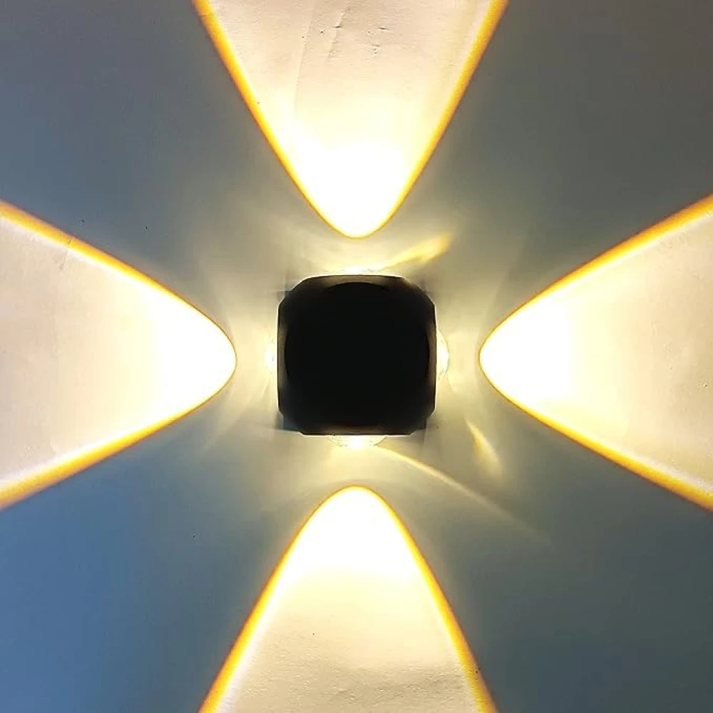 PRMOAGEN 4 Way Oval Up Down LED Outdoor Waterproof IP65 Exterior Wall Step Light Fixture Lamp (Warm White, Black Body) 8 Watts(Metal,Plastic)