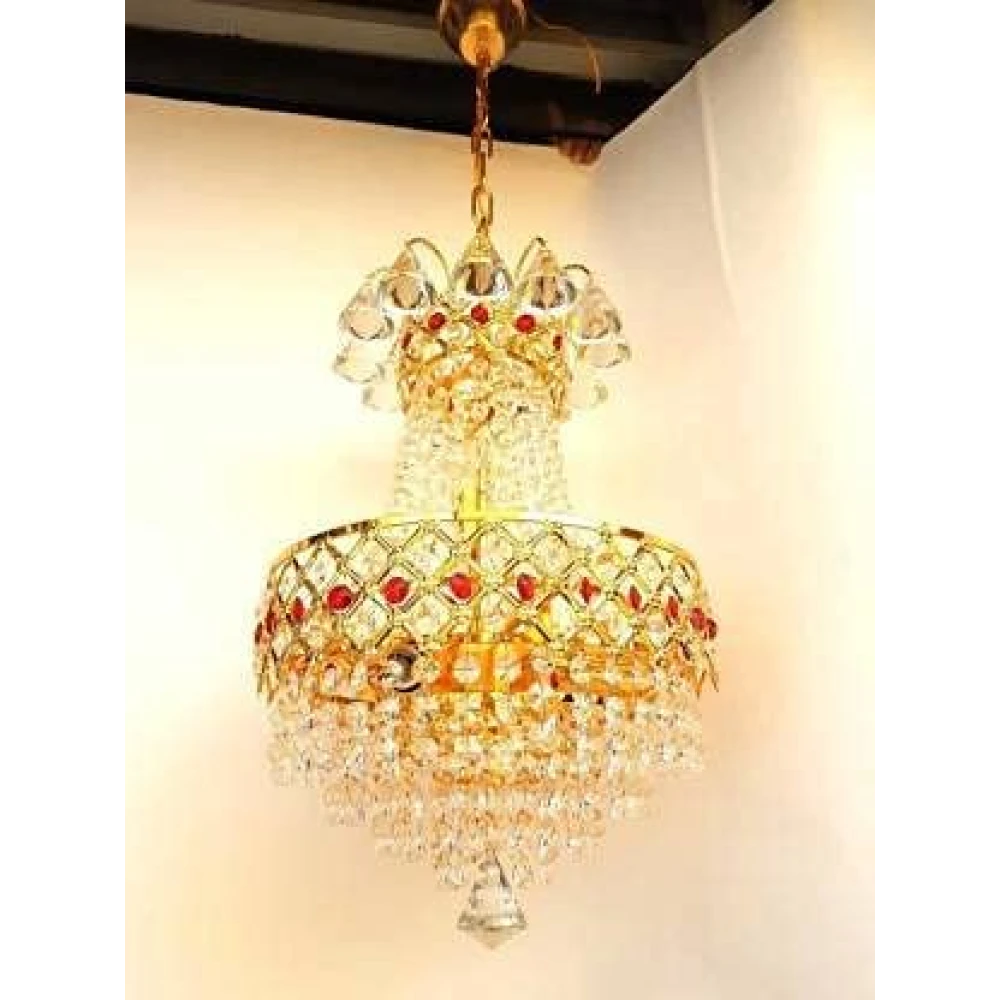 SHRI MAHAL ANTIQUES® 20-Watts Antique Style Round Chandelier Light for Home Decoration, Gold