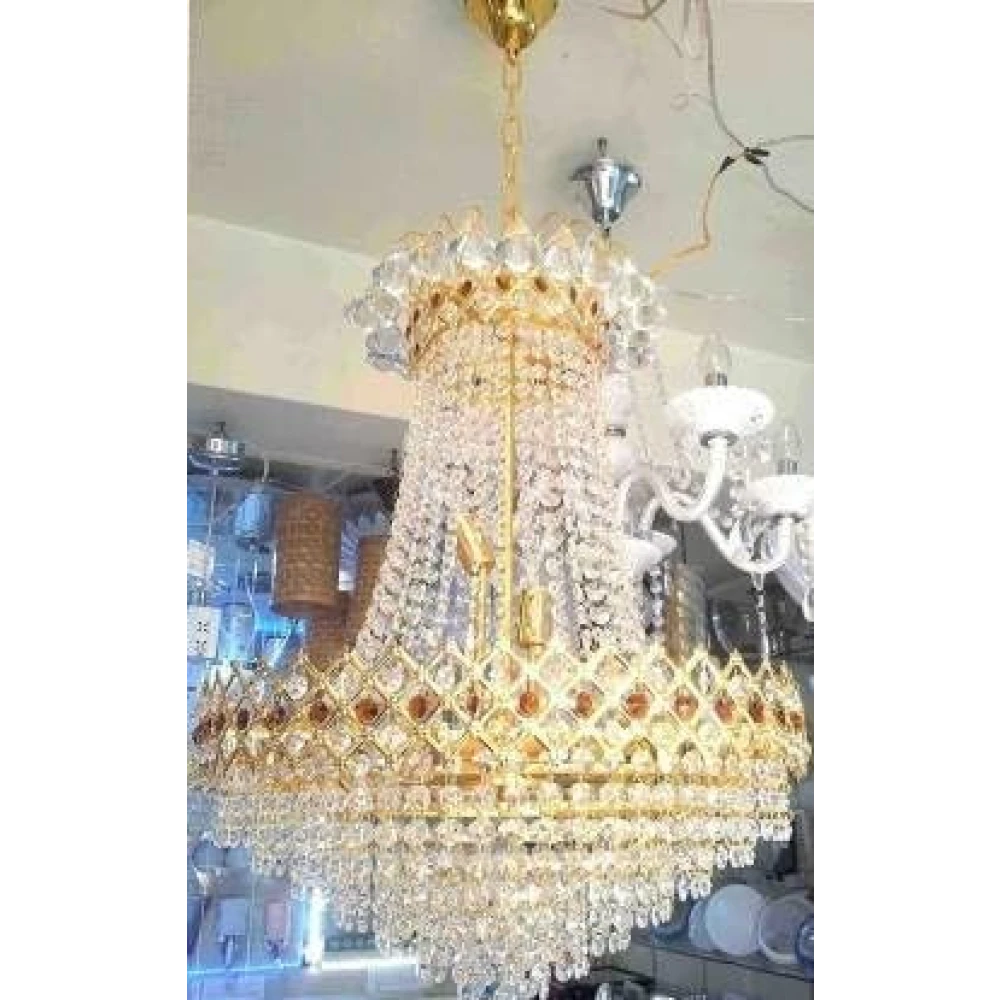 SHRI MAHAL ANTIQUES LED Crystal Big Size Jhumar Ceiling Light for Living Room/Hall Hotel Restaurant
