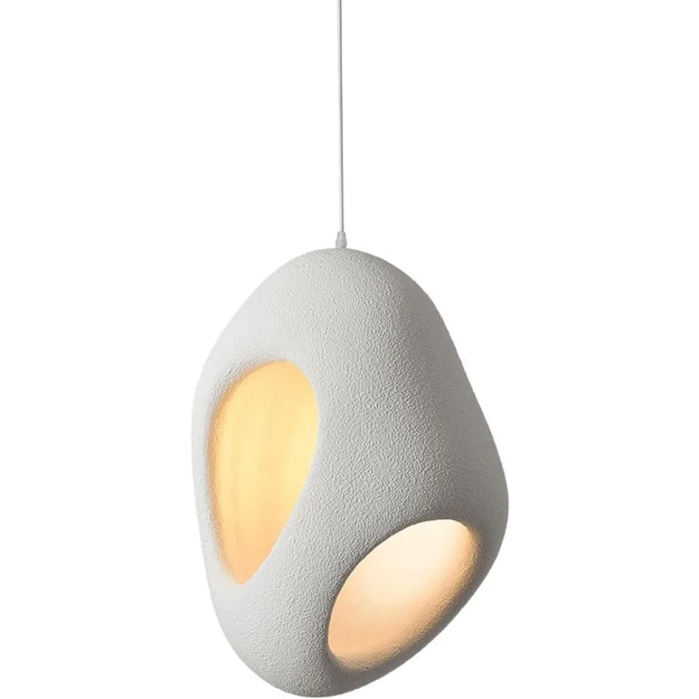Nordic Simple Pendant Light, Japanese Style Hanging Lamp, Style Bird Nest Shape Hanging Light, Creative Bar Chandelier for Farmhouse Kitchen Island Dining Room Hallway (Color : White)