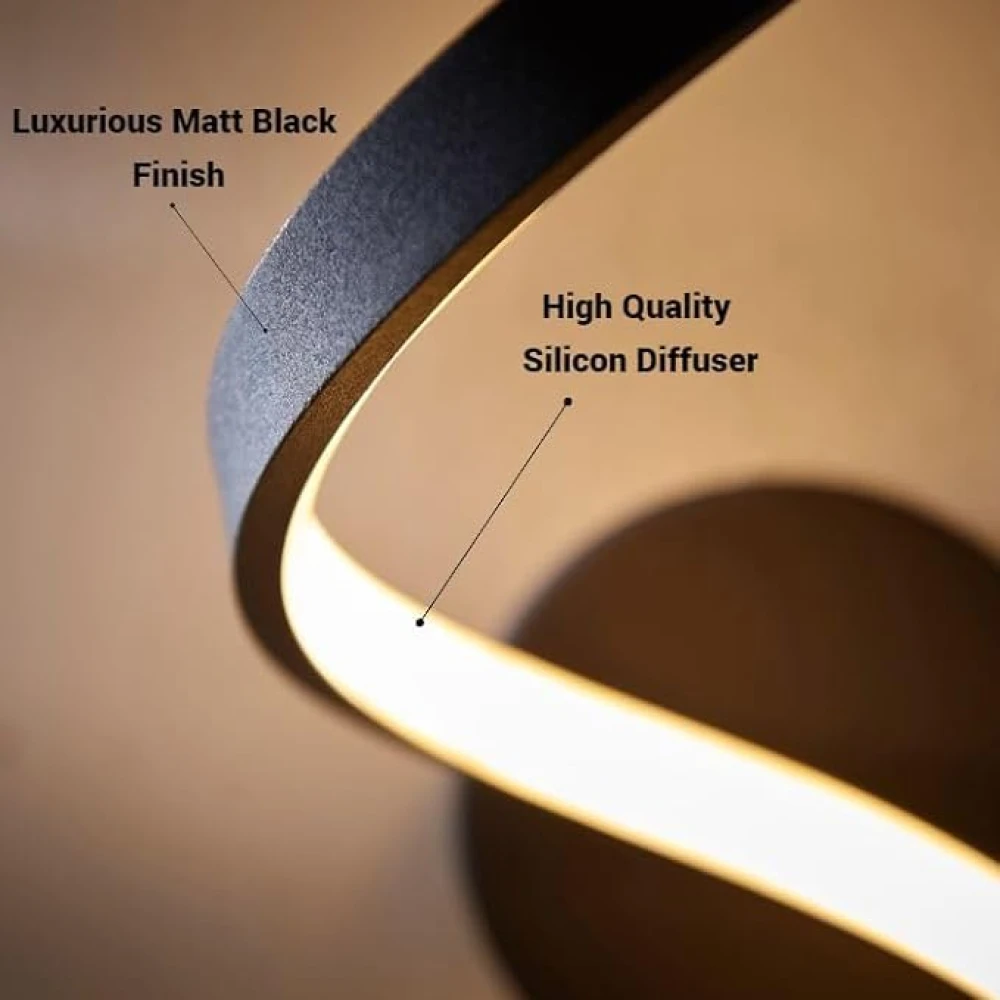 SHRI MAHAL ANTIQUES ®Luxurious Wall Lamp for Home with Adjustable Colour Changing Function (Black Spiral-5253)
