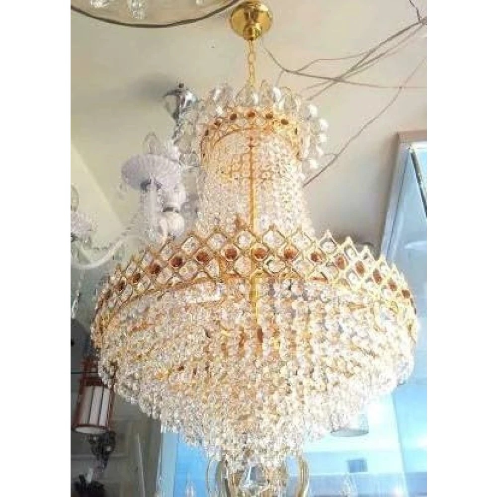 SHRI MAHAL ANTIQUES LED Crystal Big Size Jhumar Ceiling Light for Living Room/Hall Hotel Restaurant