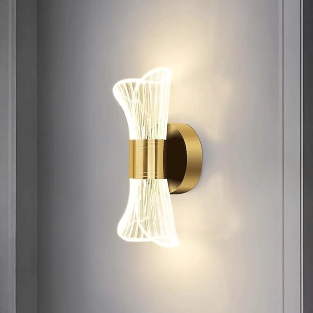 SHRI MAHAL ANTIQUES Acrylic Wall Light, Metal Wall Lights with Silver Wire Light Guide Panel Shade, Modern 10W LED Wall Light, Simple Bedroom Bedside Lamp, 3 Colour Mode