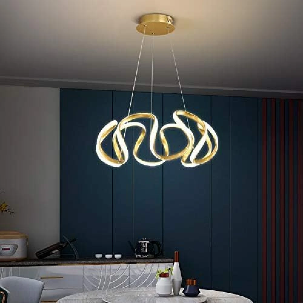 PRMOAGEN Gold Curvy LED Pendant Chandelier Light-Warm White