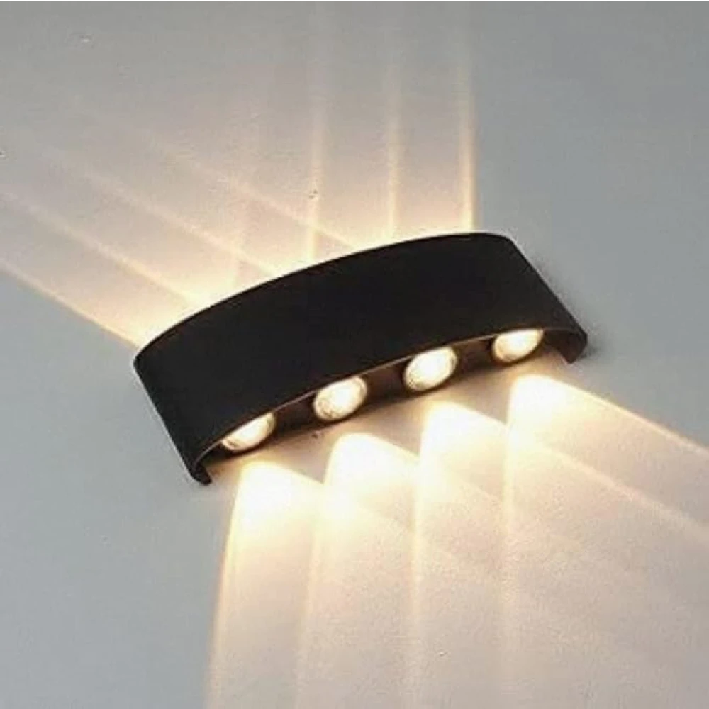 PRMOAGEN Metal,Plastic,Silicon Led Wall Lamp Up Down Light Outdoor and Indoor Warm White IP 65 Waterproof (8 Ray)