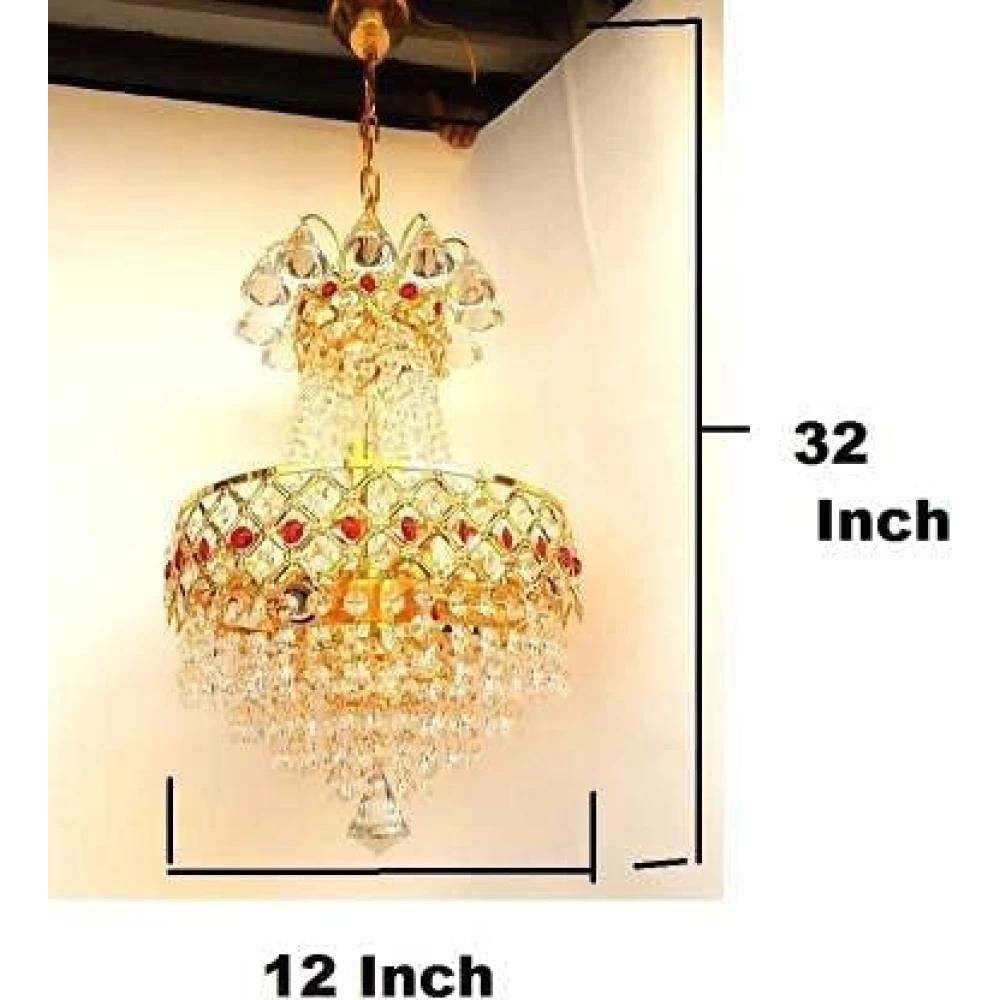 SHRI MAHAL ANTIQUES® 20-Watts Antique Style Round Chandelier Light for Home Decoration, Gold