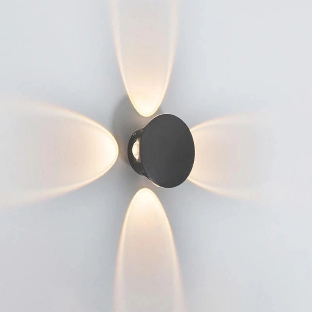 SHRI MAHAL ANTIQUES 12W Round (6 Way) Indoor/Outdoor LED Waterproof IP65 Exterior Wall Step Light (Warm White) Dining Hall/Fancy Light for Living Room, Pack of 1 Black