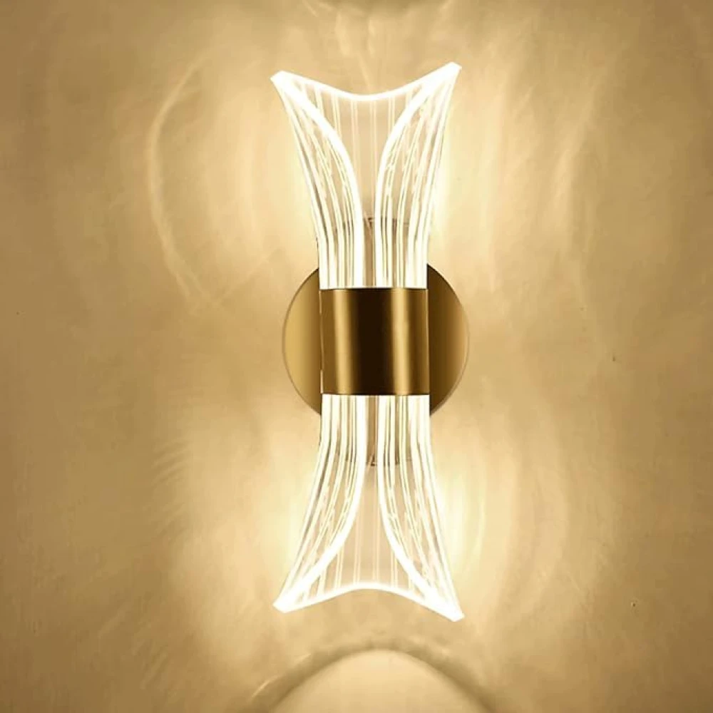 SHRI MAHAL ANTIQUES Acrylic Wall Light, Metal Wall Lights with Silver Wire Light Guide Panel Shade, Modern 10W LED Wall Light, Simple Bedroom Bedside Lamp, 3 Colour Mode