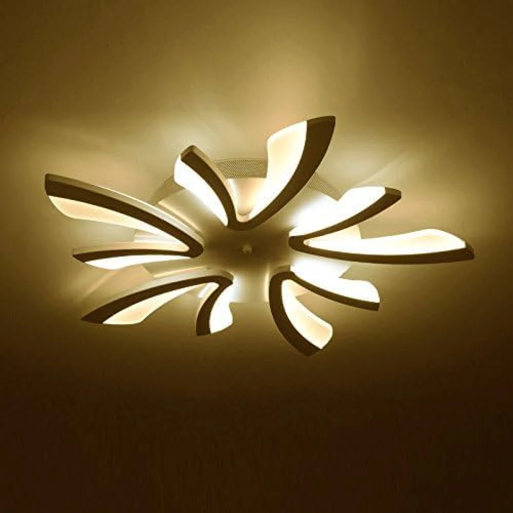 SHRI MAHAL ANTIQUES 60W LED Acrylic Panel Modern Style Flush Mount Light Ceiling, Light Pendant, Ceiling Lights, White, Integrated with Remote Control (with 5 Light White)