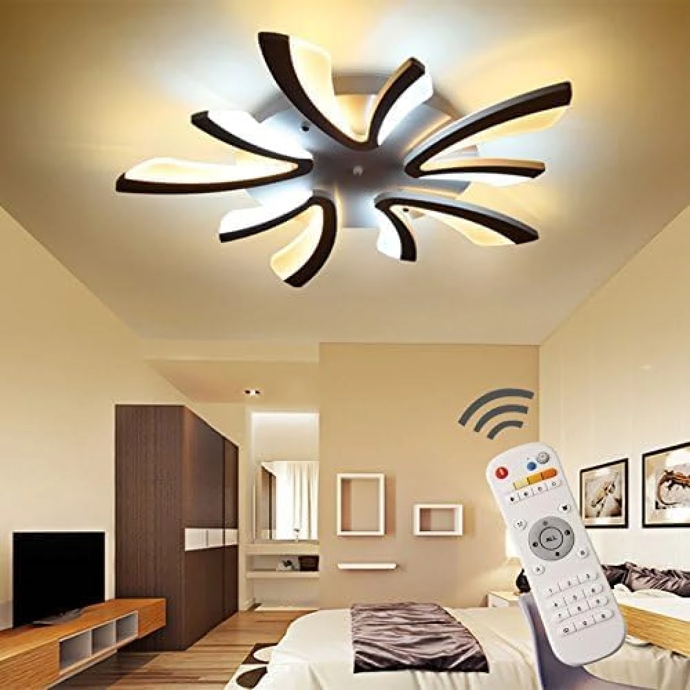 SHRI MAHAL ANTIQUES 60W LED Acrylic Panel Modern Style Flush Mount Light Ceiling, Light Pendant, Ceiling Lights, White, Integrated with Remote Control (with 5 Light White)