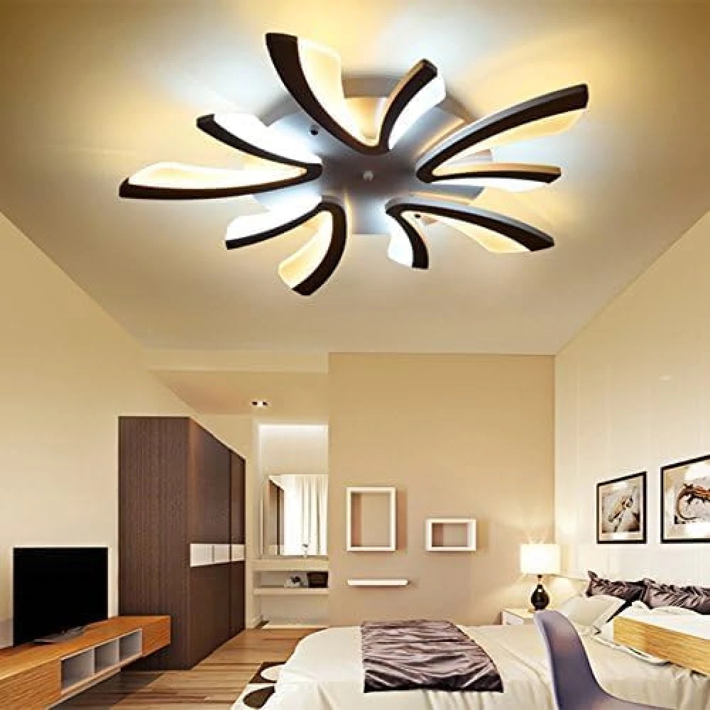 PRMOAGEN 60W LED Acrylic Panel Modern Style Flush Mount Light Ceiling, Light Pendant, Ceiling Lights, White, Integrated with Remote Control (with 5 Light White)