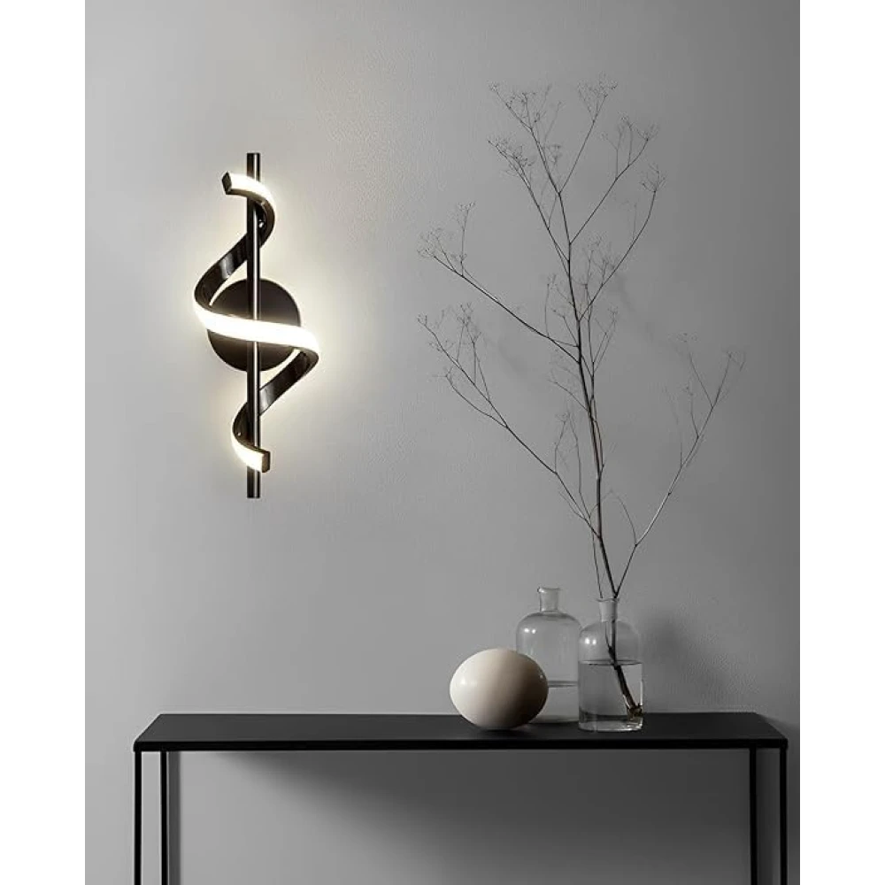 SHRI MAHAL ANTIQUES ®Luxurious Wall Lamp for Home with Adjustable Colour Changing Function (Black Spiral-5253)
