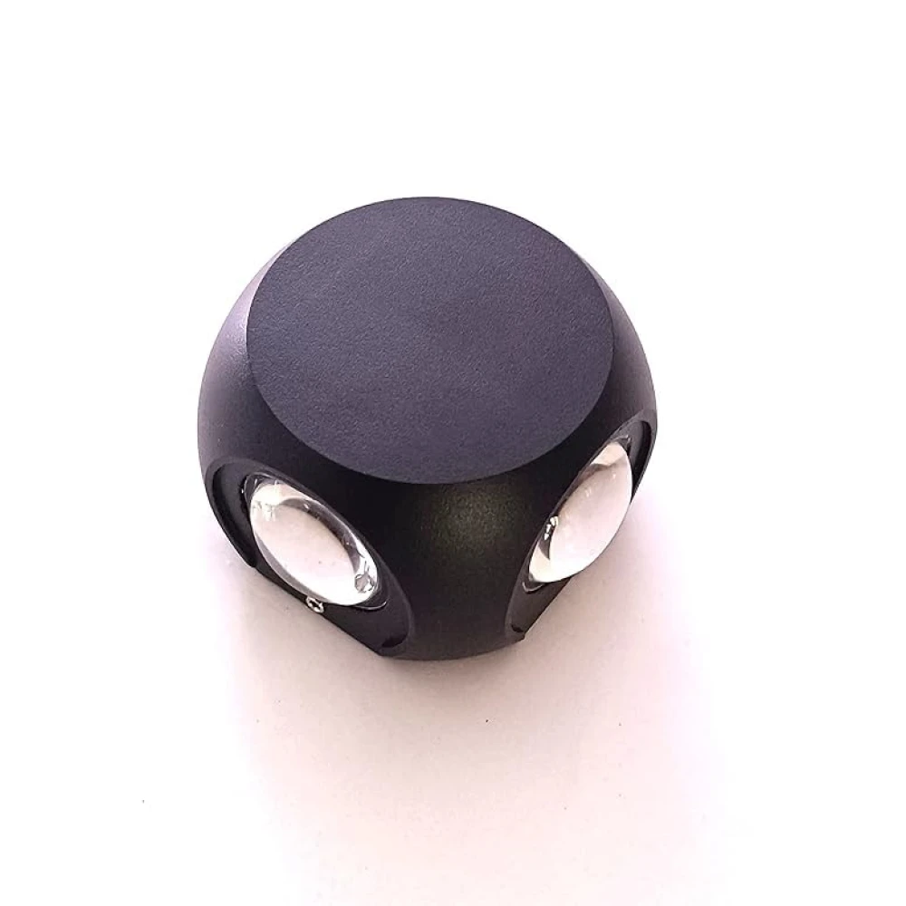 SHRI MAHAL ANTIQUES 4 Way Oval Up Down LED Outdoor Waterproof IP65 Exterior Wall Step Light Fixture Lamp (Warm White, Black Body) 8 Watts(Metal,Plastic)