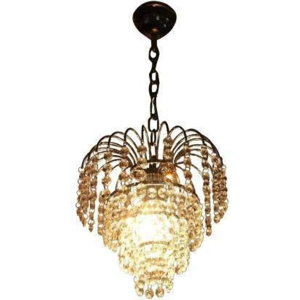 SHRI MAHAL ANTIQUES® AS Four K/9 Crystal LED Chandelier Small Size Gold Finish Hanging Light