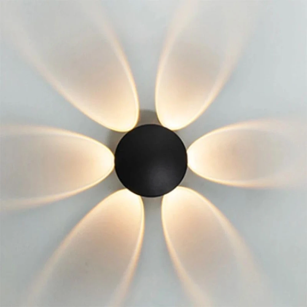 SHRI MAHAL ANTIQUES 12W Round (6 Way) Indoor/Outdoor LED Waterproof IP65 Exterior Wall Step Light (Warm White) Dining Hall/Fancy Light for Living Room, Pack of 1 Black