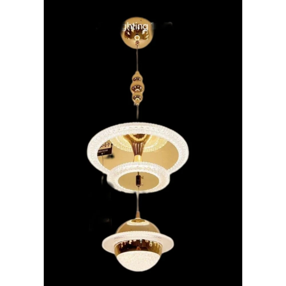 SHRI MAHAL ANTIQUES 3-Color LED Chandelier,Gold Chandelier Light Fixture Dining Room Hanging Lamp,Adjustable Height Ceiling Pendant Light for Living Room Entryway Staircase Bedroom Kitchen Island.