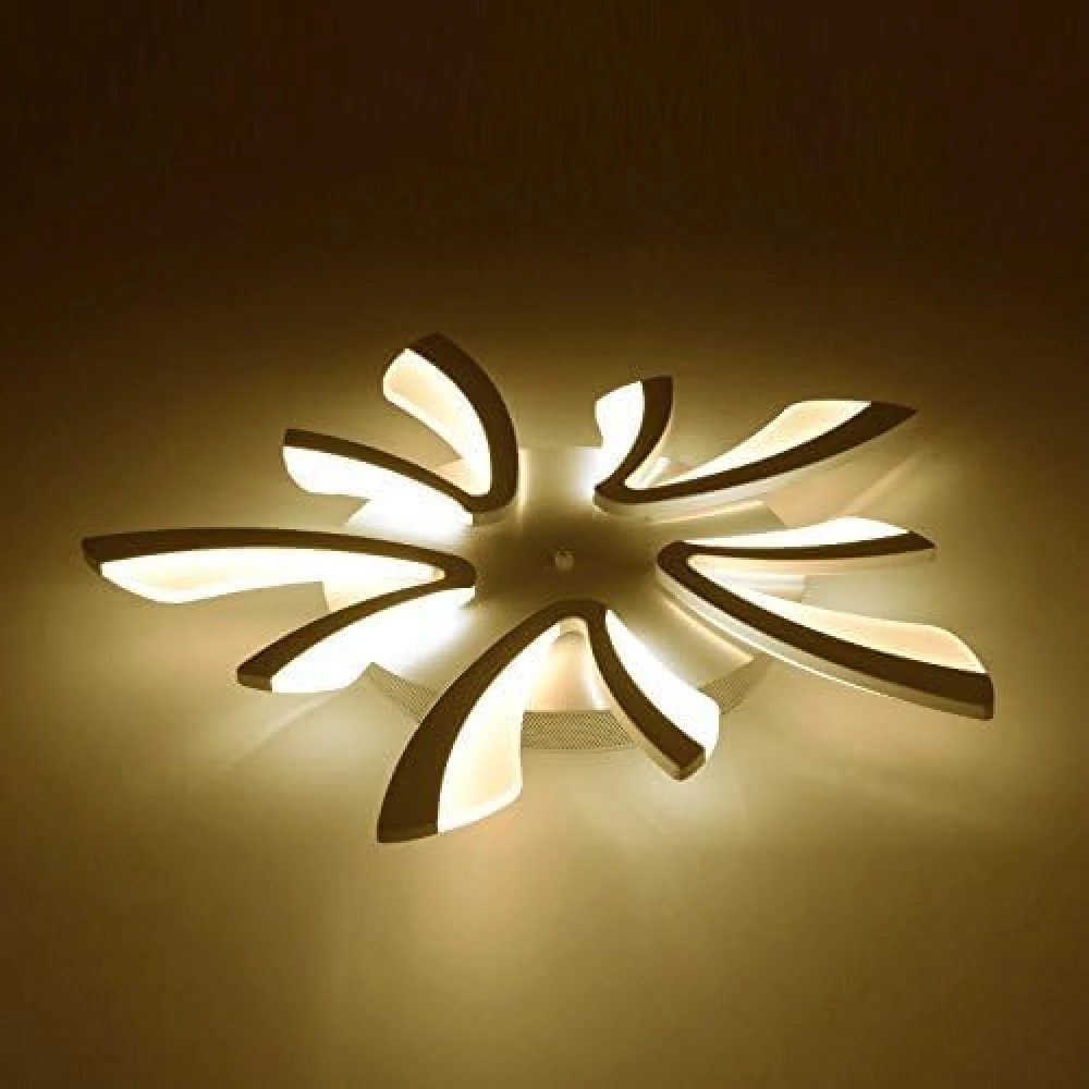 SHRI MAHAL ANTIQUES 60W LED Acrylic Panel Modern Style Flush Mount Light Ceiling, Light Pendant, Ceiling Lights, White, Integrated with Remote Control (with 5 Light White)