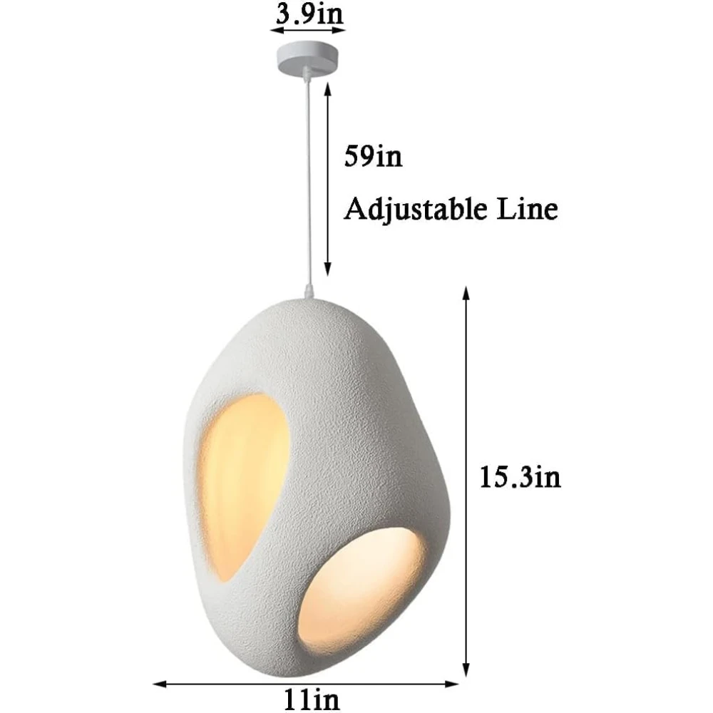 PRMOAGEN Nordic Simple Pendant Light, Japanese Style Hanging Lamp, Style Bird Nest Shape Hanging Light, Creative Bar Chandelier for Farmhouse Kitchen Island Dining Room Hallway (Color : White)