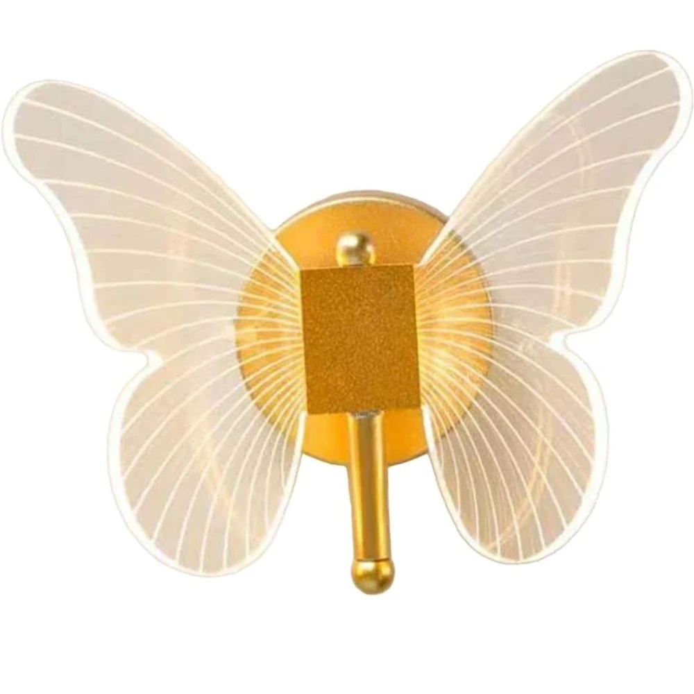 SHRI MAHAL ANTIQUES Metal Led Butterfly Wall Lamp Wall Sconce Light Fixture Loft Butterfly Wall Lights Warm Light