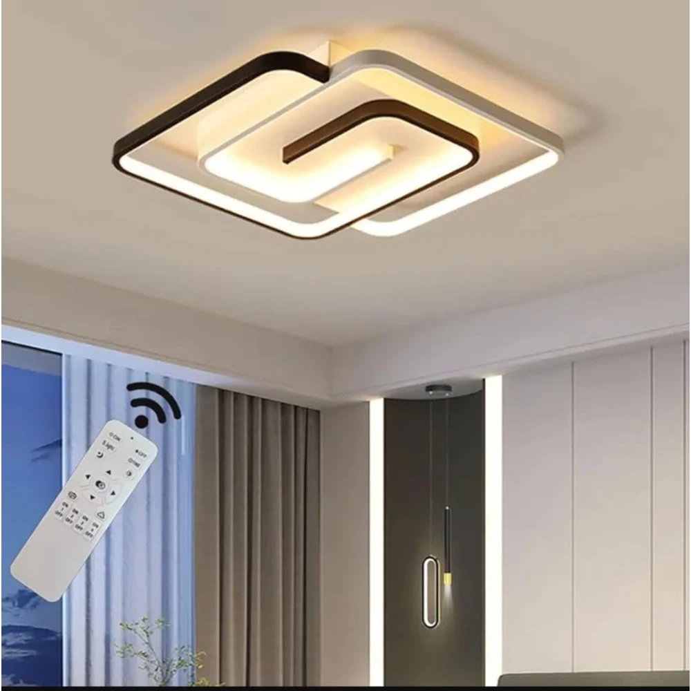 PRMOAGEN Modern Led Ceiling Light Fixture Dimmable with Remote Flush Mount Square 40W Ceiling Lamp for Bedroom Kitchen Salon Living Room Dining Room Office