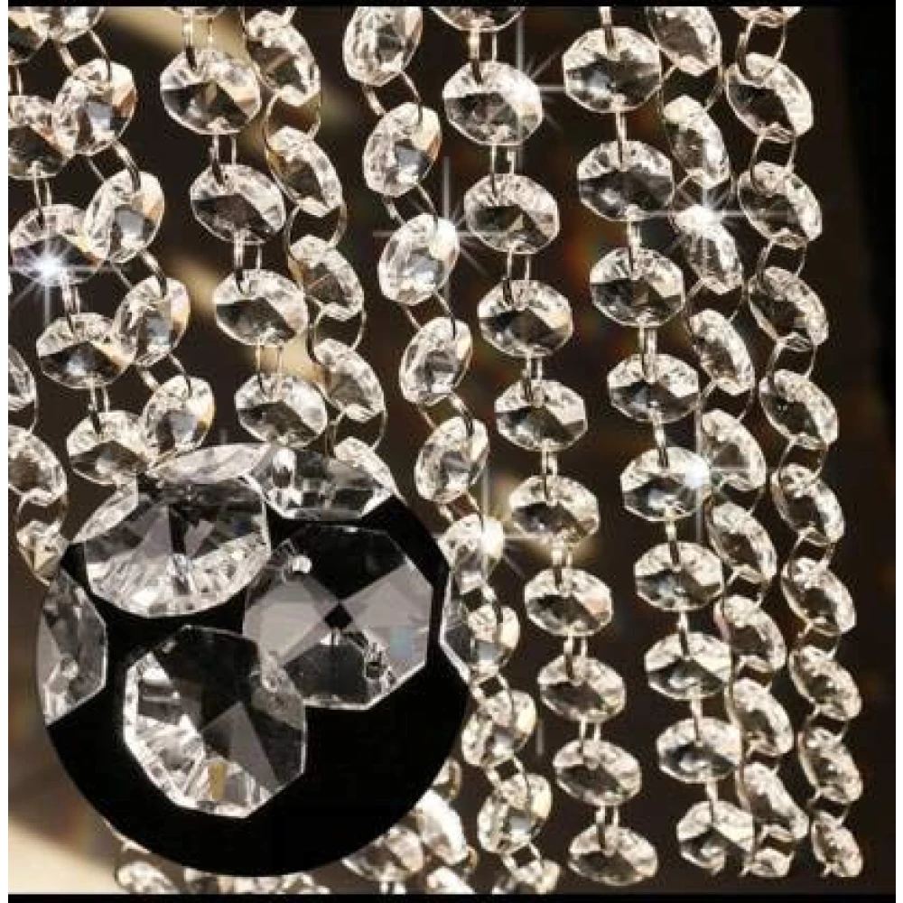 PRMOAGEN Silver Crystal Glass Octagonal Bead Decorative Strand Garland Curtain with Crystal Glass Ball 100 cm (3 ft) Jacquard Window Curtain (Pack of 10) (Solid, Silver, Transparent)