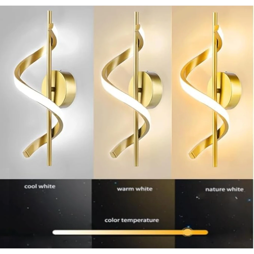 Spiral Gold LED Wall Lamp for Living Room/Bedroom Hall Decorative