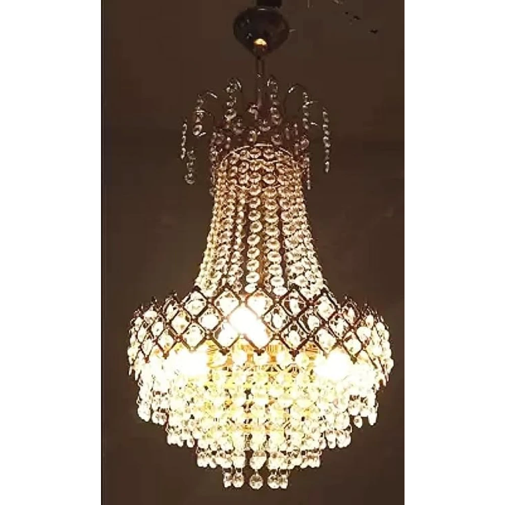 SHRI MAHAL ANTIQUES Chandelier Ceiling Light in 300 mm for Home Decoration in Living Room, Jhoomar for Hall (with Bulb)
