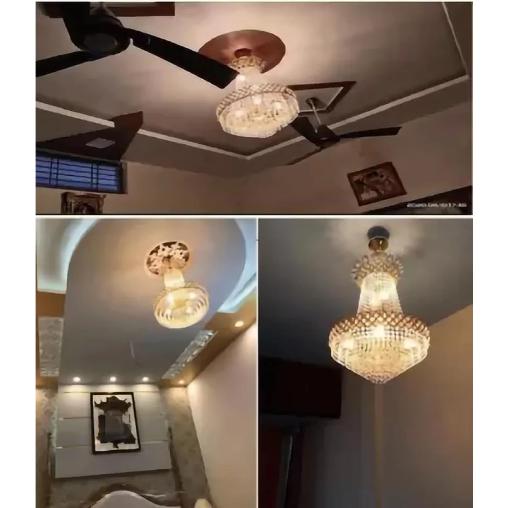 SHRI MAHAL ANTIQUES LED Chandelier Ceiling Light in 480 mm for Home Decoration in Living Room, Jhoomar for Hall (with Bulb)