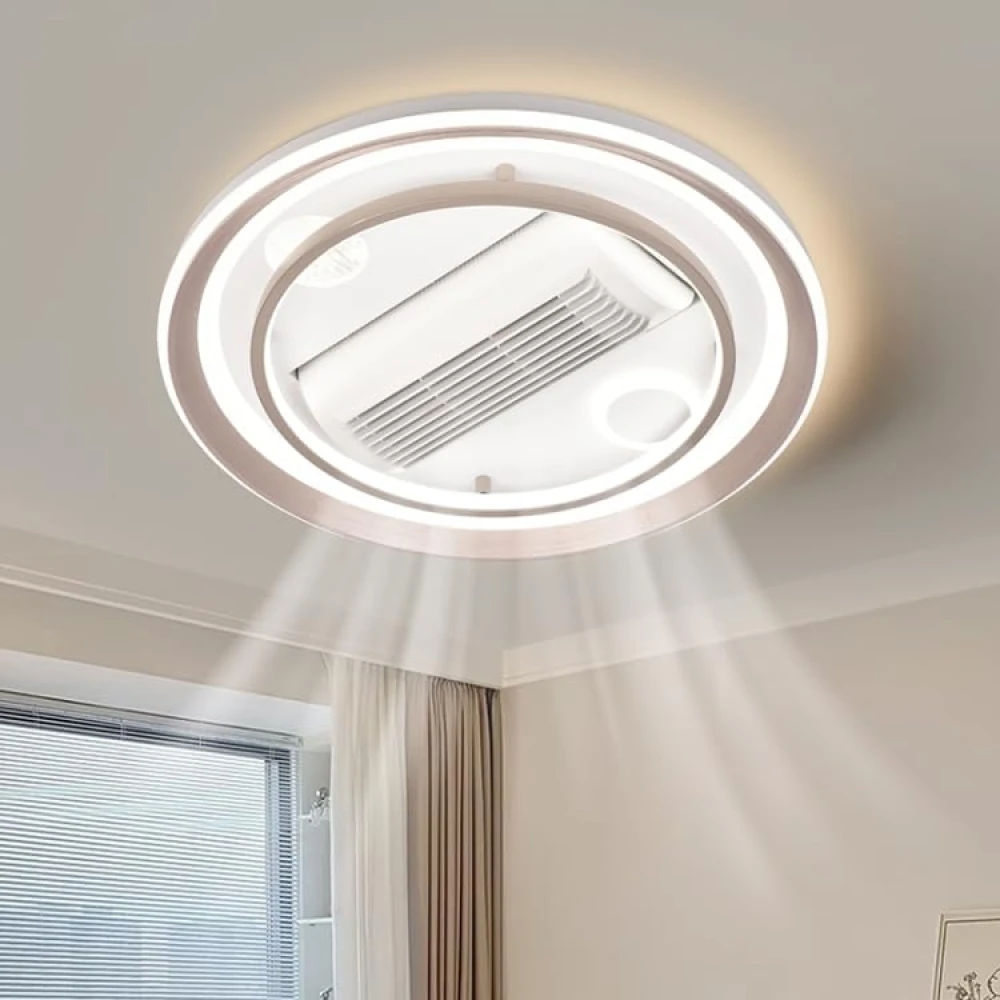 SHRI MAHAL ANTIQUES Smart Luxury Bladeless Ceiling Fan with Integrated LED Lighting | Remote Control | Chandelier for Living Room Bed Room Hall Hotel Restaurant (Design 02)