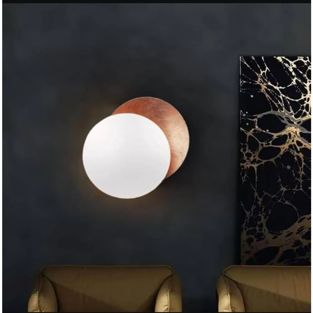 PRMOAGEN Moon Eclipse Wall lamp Creative Corridor Aisle Stairs Bedroom Bedside Living Room TV Background Wall Porch lamp (E H20cm 1PCS)