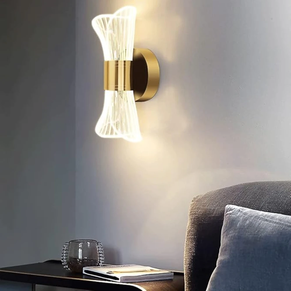 SHRI MAHAL ANTIQUES Acrylic Wall Light, Metal Wall Lights with Silver Wire Light Guide Panel Shade, Modern 10W LED Wall Light, Simple Bedroom Bedside Lamp, 3 Colour Mode