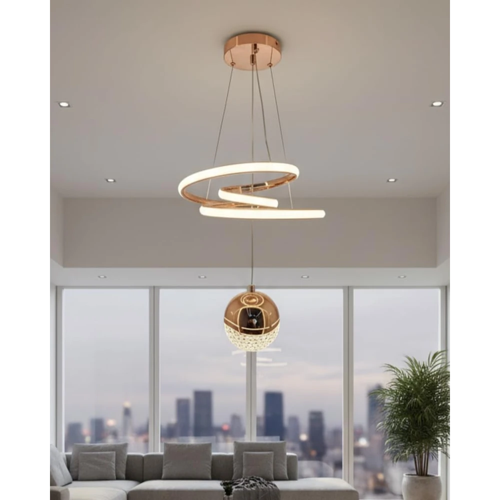 SHRI MAHAL ANTIQUES Fiberglass Vortex Contemporary Chic Profile Pendant Light - LED Hanging Fixture Ideal for Residential and Professional Spaces