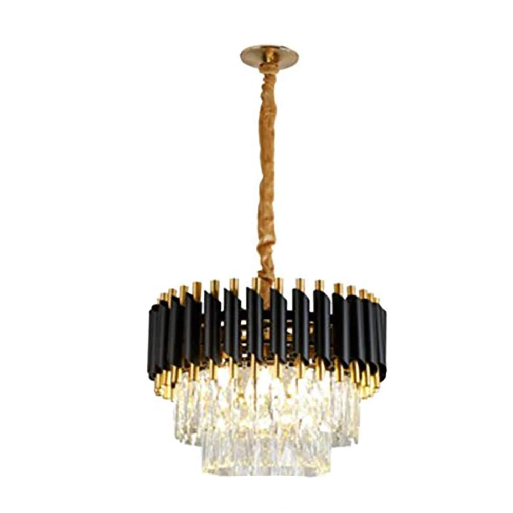 SHRI MAHAL ANTIQUES 300 MMBlackMambaChandelier with Stainless Steel Tube Crystal Chandelier Chandelier Ceiling Lamp (Gold, Black)