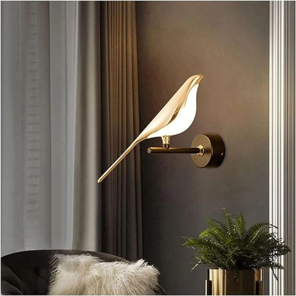 SHRI MAHAL ANTIQUES LED Bird Modern Gold Black Metal WALL Light for Drawing Room - Warm White