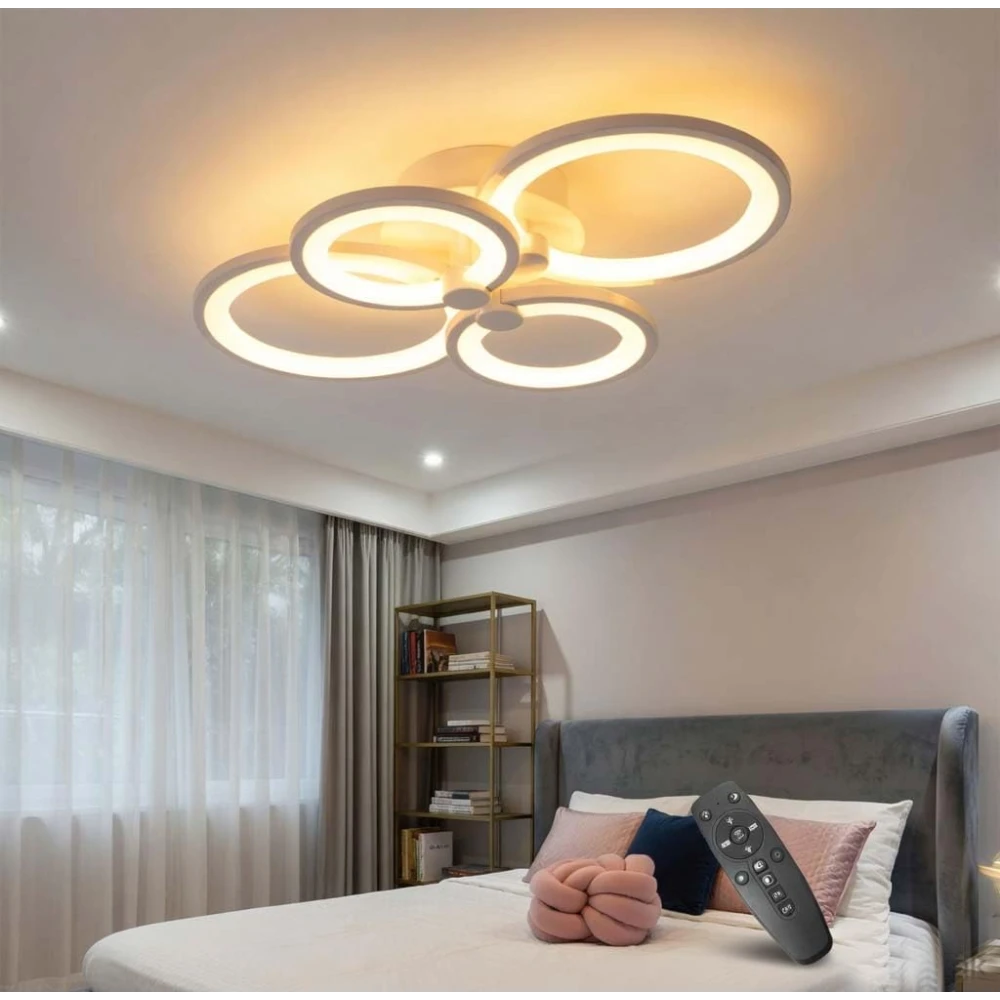 SHRI MAHAL ANTIQUES 54W LED Ceiling Light for Living Room 3-Color LED Ceiling Light with Remote