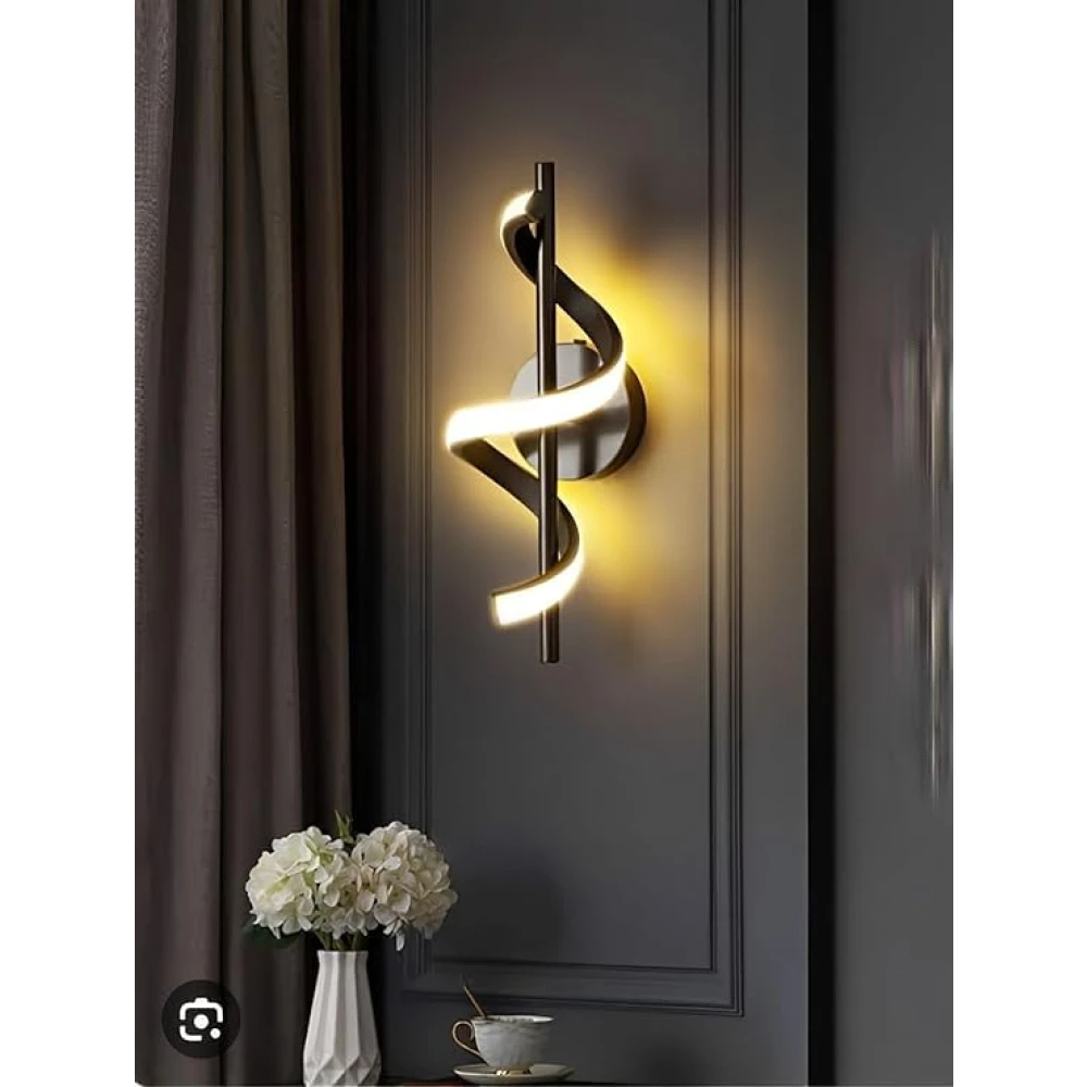 SHRI MAHAL ANTIQUES ®Luxurious Wall Lamp for Home with Adjustable Colour Changing Function (Black Spiral-5253)