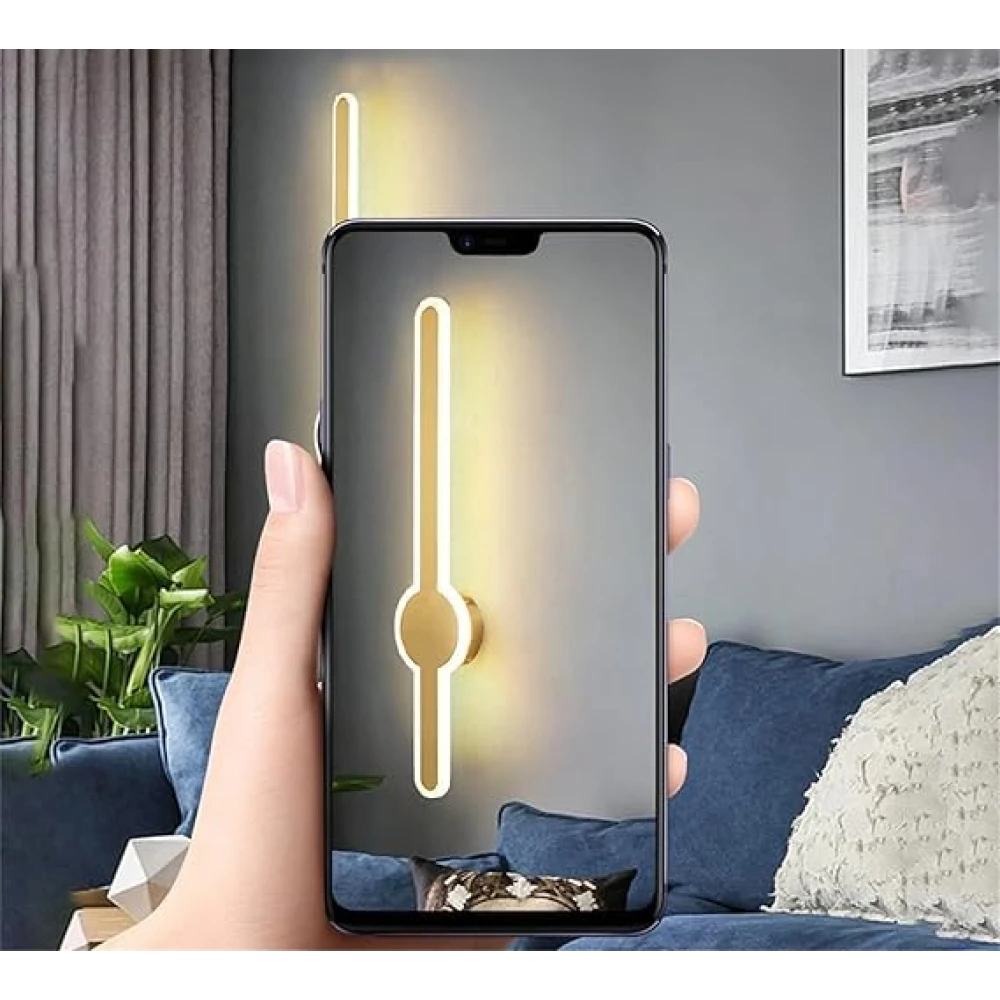 LED Sword Light Behind Golden Luxurious Acrylic Wall Lighting | Soft & Bright LED Warm White Fixtures for Bedroom, Living Room, Drawing Room, Kids Room & Bathroom 24Watt 18 Inch - 1 Pack