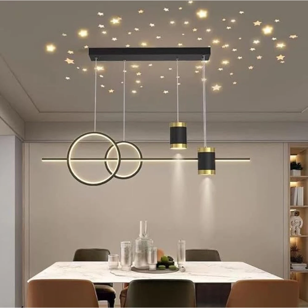 SHRI MAHAL ANTIQUES LED Modern Chandelier for Dining Table, Living Room, Hall, Height Adjustable (Warm White)