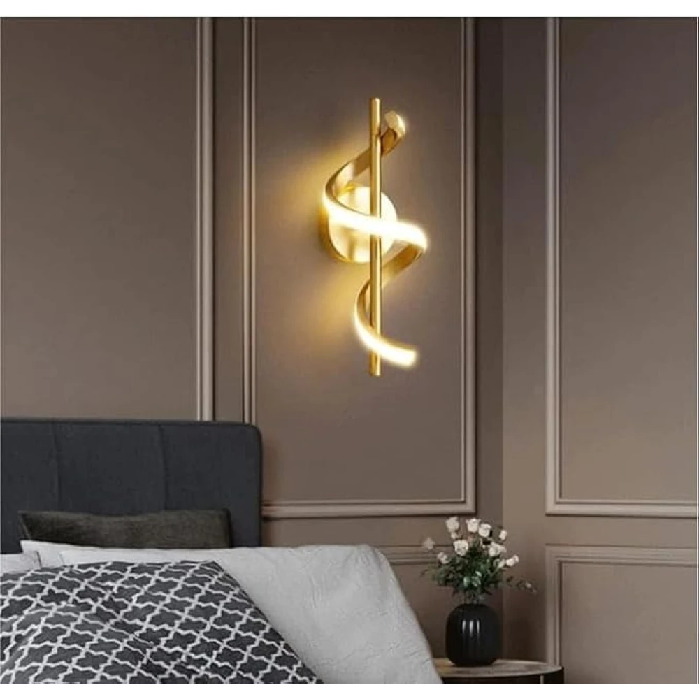 Spiral Gold LED Wall Lamp for Living Room/Bedroom Hall Decorative