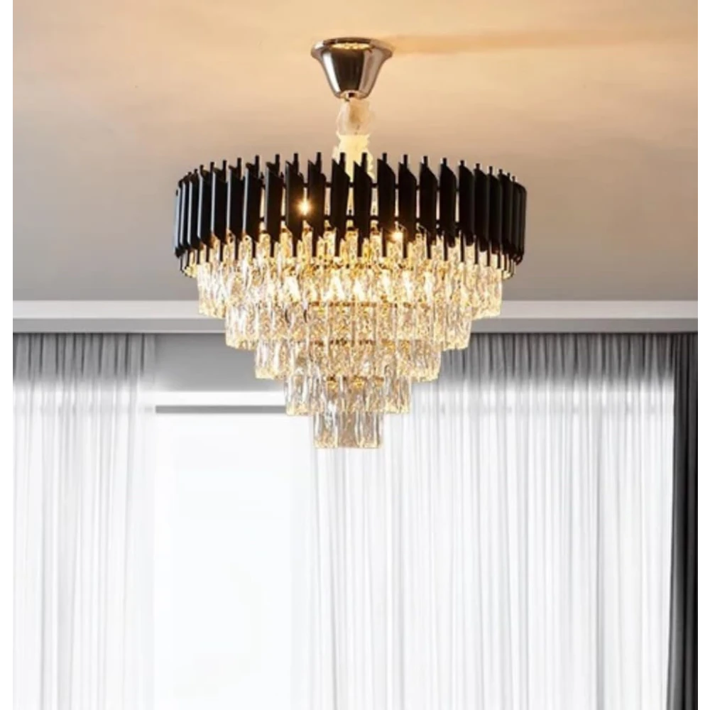 SHRI MAHAL ANTIQUES 600 MM Black Chandeliers Black Gold Crystal Chandelier Ceiling Light Chandelier Ceiling Lamp