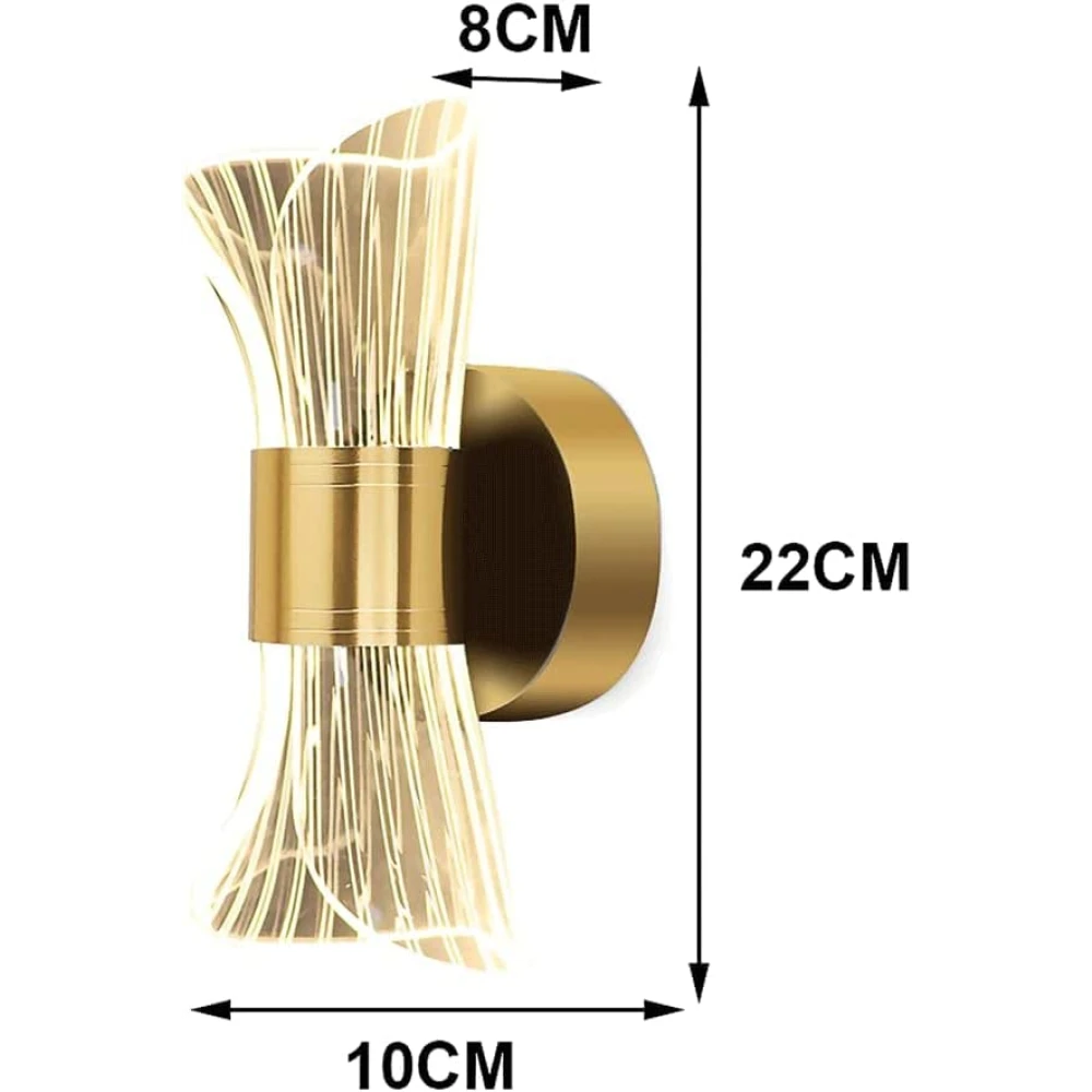 SHRI MAHAL ANTIQUES Acrylic Wall Light, Metal Wall Lights with Silver Wire Light Guide Panel Shade, Modern 10W LED Wall Light, Simple Bedroom Bedside Lamp, 3 Colour Mode