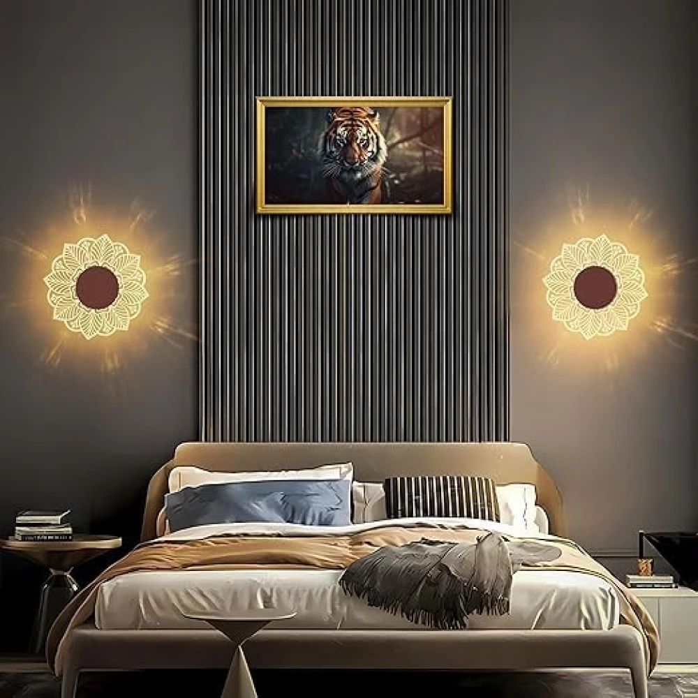 Flower Wall & Ceiling Light - 3-in-1 LED - Creative Decorative Acrylic Wall Light, Modern Wall Sconces for Bedroom, Living Room, Vanity, Kids room, Home & Office, Hallway, Gifts PACK OF 2